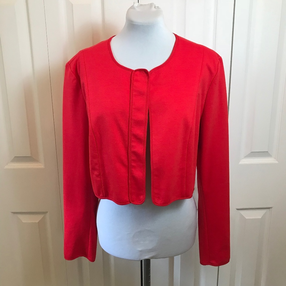 Narciso Rodriguez Red Open Front Crop Jacket sz L